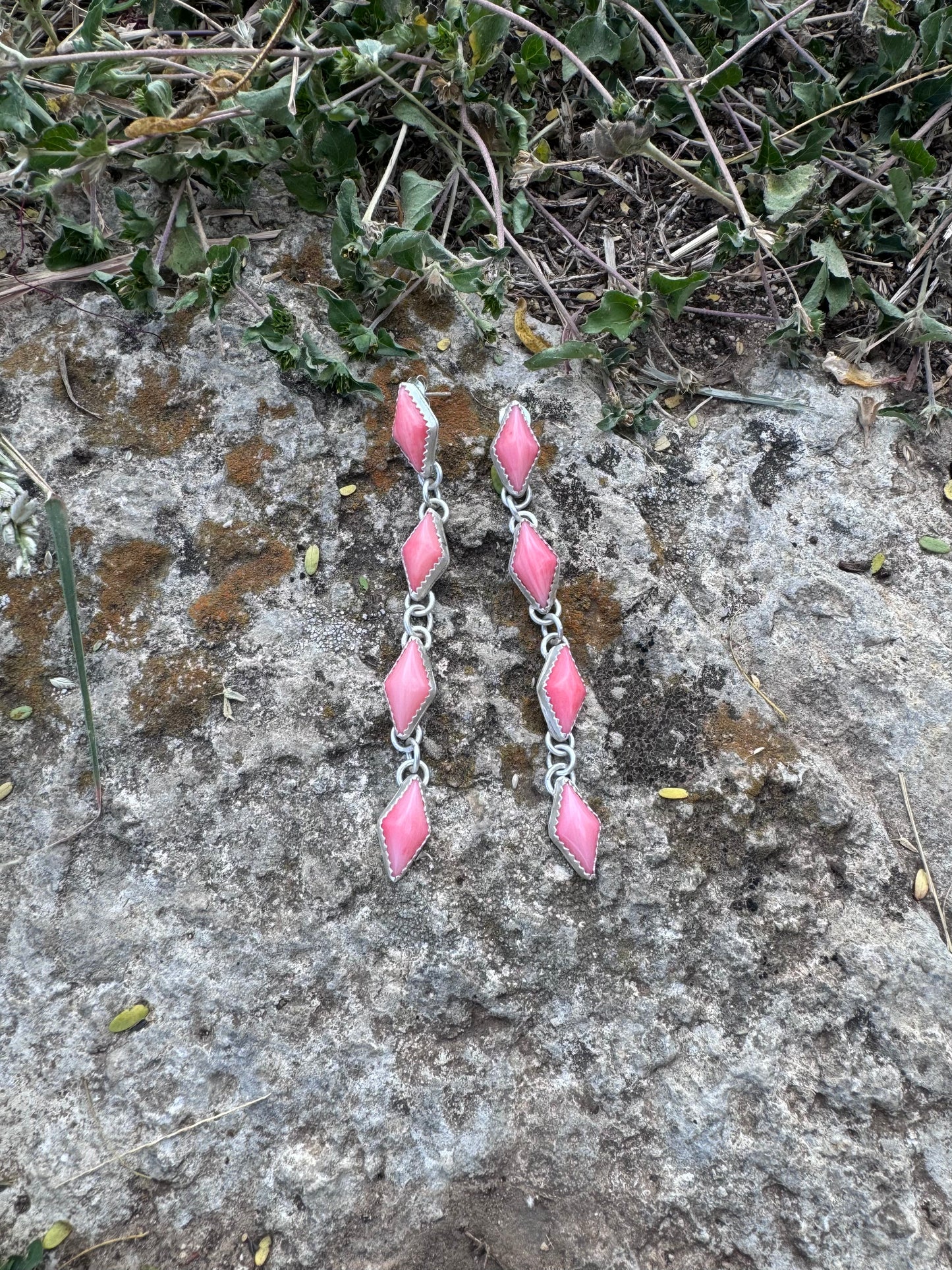 Pink Coral Dangle Earrings