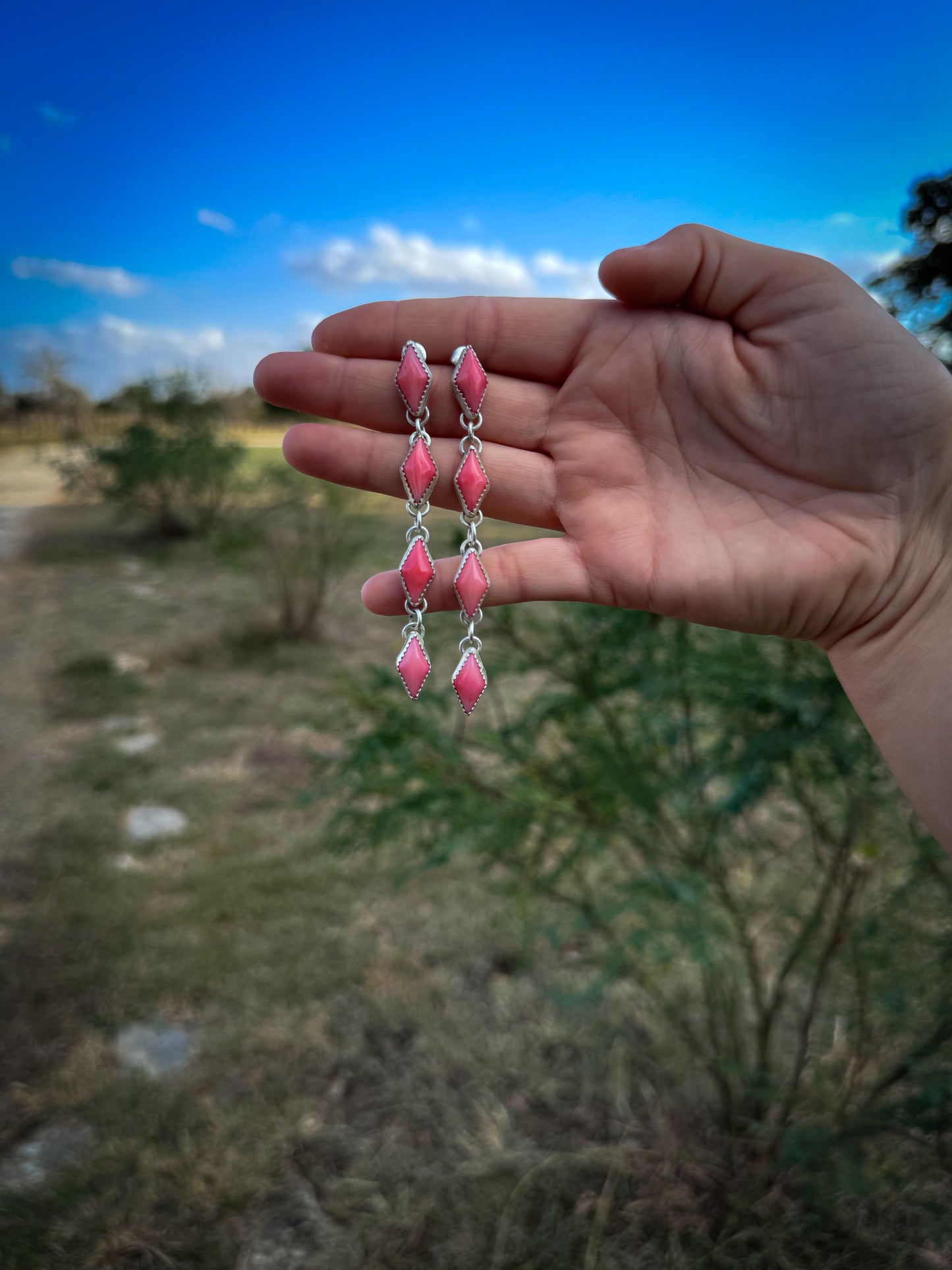 Pink Coral Dangle Earrings