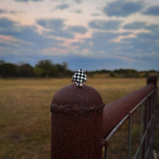 Checker Spade Ring