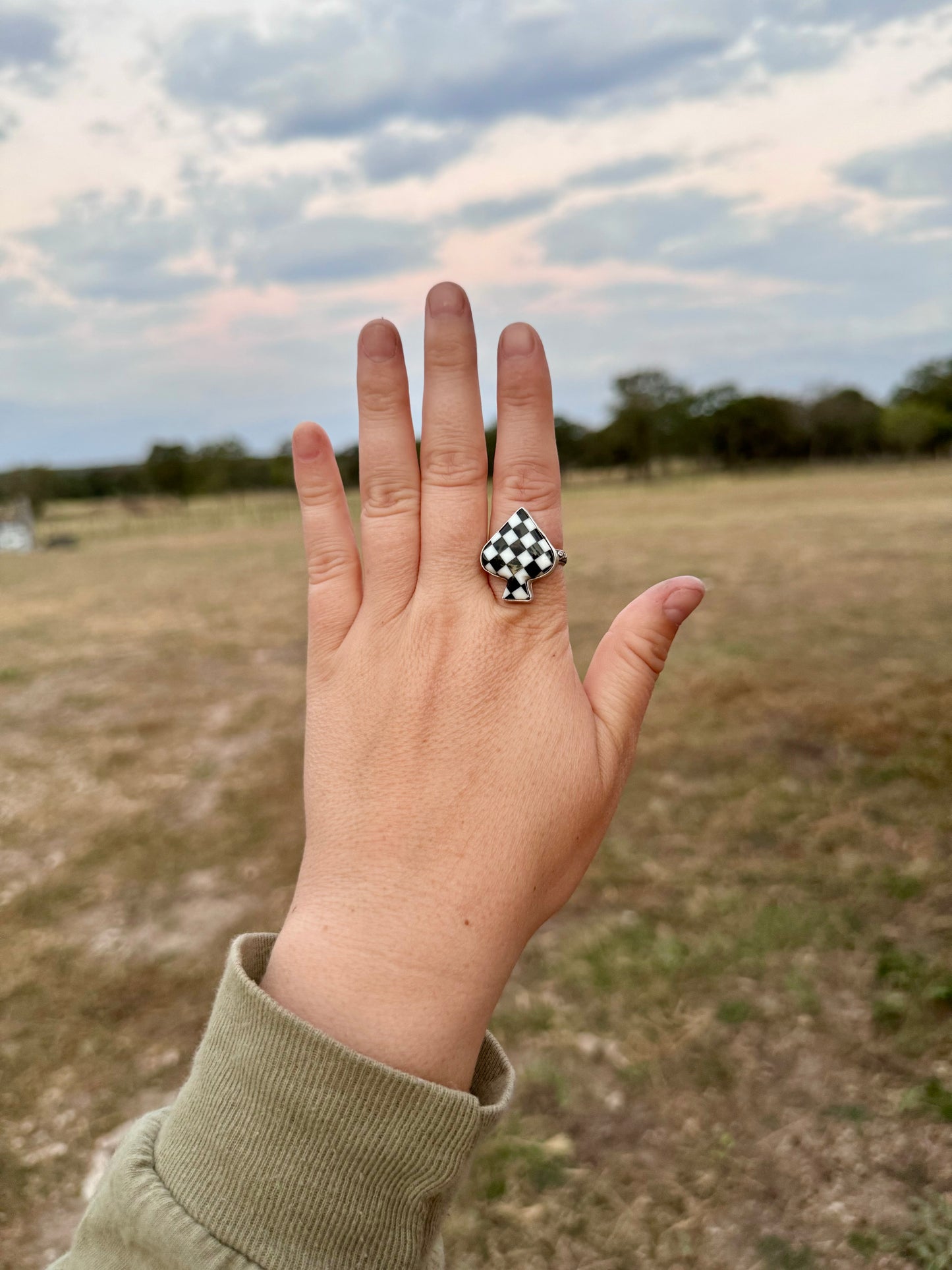 Checker Spade Ring